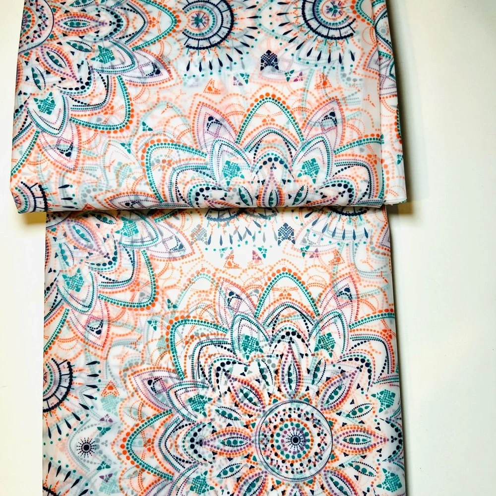 Mandala Peva Shower Curtain Teal, Coral & Navy Metal Grommets Kavala Collection
